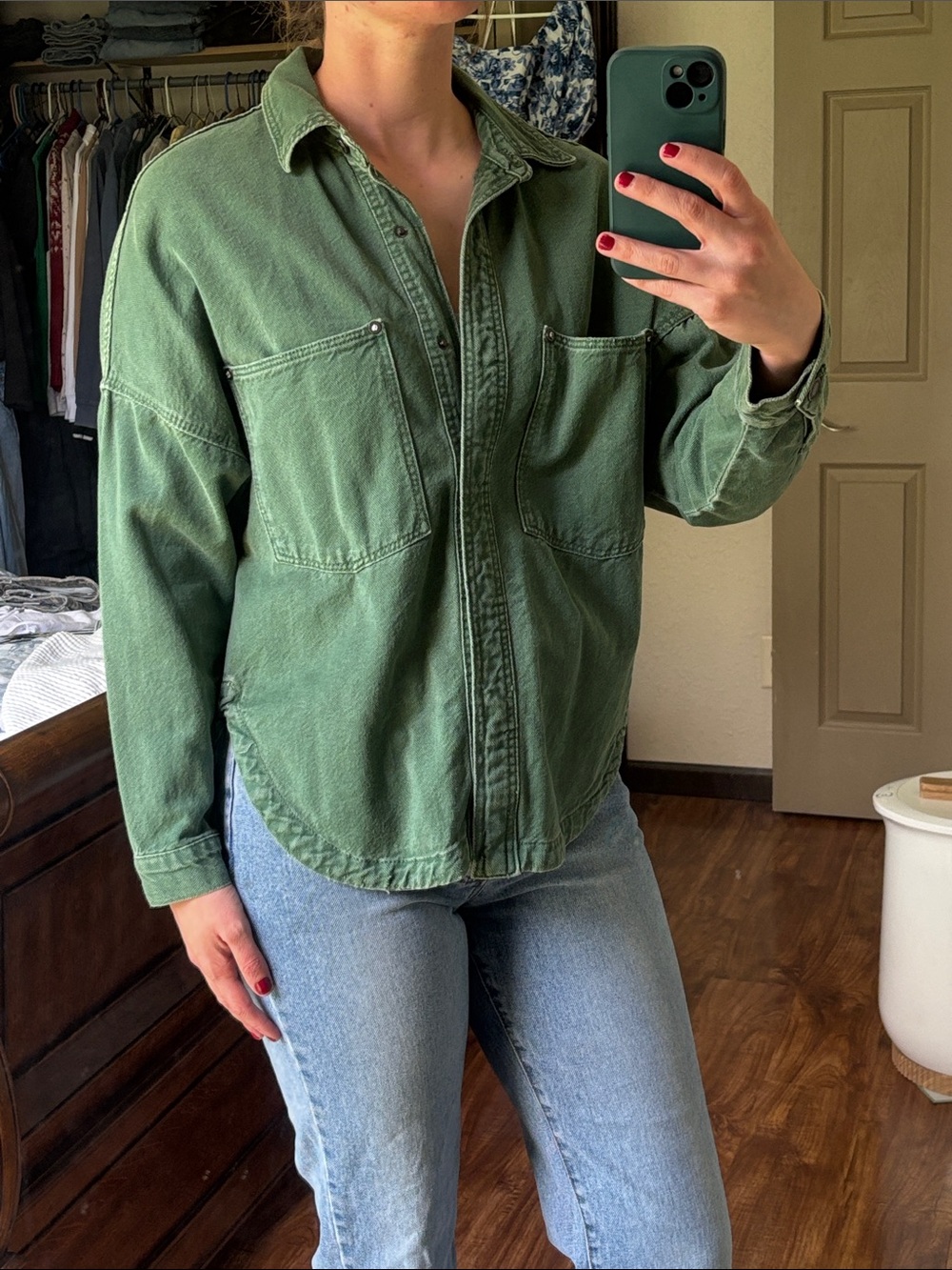 Zara like new Green Denim Jacket